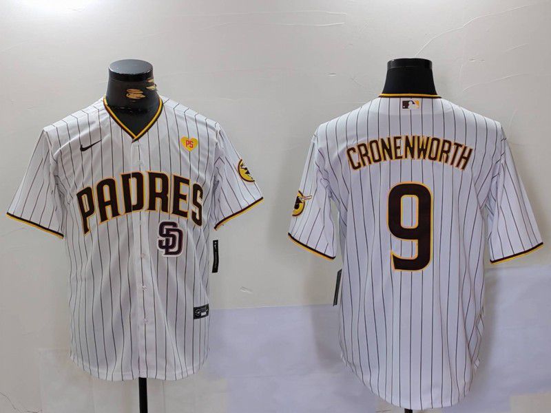 Men San Diego Padres #9 Cronenworth White Stripe Game 2024 Nike MLB Jersey style 6